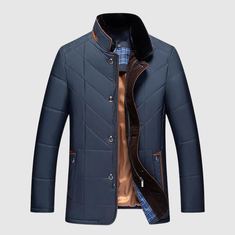 Men's Felix Grant Timeless Comfort Jacket – Plush Collar & Zip-Button Outerwear