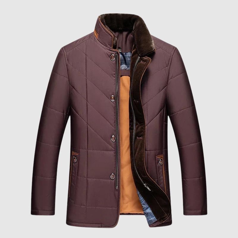Men's Felix Grant Timeless Comfort Jacket – Plush Collar & Zip-Button Outerwear